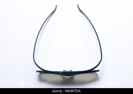 Hochwertige 3D-Kino Gläser auf weißem isoliert. Moderne 3D-Brille Stockfoto
