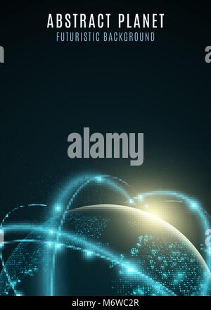 Futuristischen Planeten Erde. Weltkarte der Punkte. Zusammenfassung Hintergrund. Cyber Space. Globales Netzwerk. Vector Illustration. EPS 10. Stock Vektor