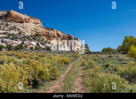 Dry Fork Canyon, McConkie Ranch, Lage der Drei Könige von Felszeichnungen in der Ferne, in der Nähe von Vernal, Utah, USA Stockfoto