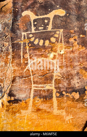 McKee Federn Petroglyphen, Fremont Kultur Rock Art Panel, Insel der Park Road, Dinosaur National Monument, Utah, USA Stockfoto