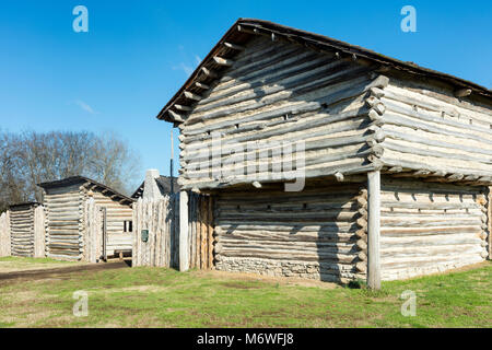 Mansker's Station - eine Reproduktion der 18. amerikanischen Grenze fort über 10 Meilen nördlich von Nashville in Goodlettsville, Tennessee, USA Stockfoto