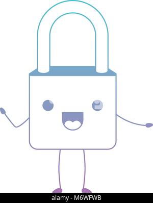 sicher sicher Vorhängeschloss Kawaii Charakter Stock Vektor