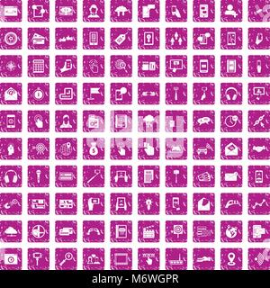 100 mobile Icons grunge Rosa Stock Vektor