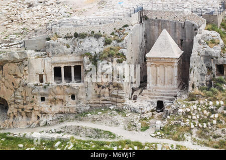 Blick auf das Grab des Absalom in Kidron, Jerusalem, Israel Stockfoto