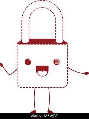 sicher sicher Vorhängeschloss Kawaii Charakter Stock Vektor