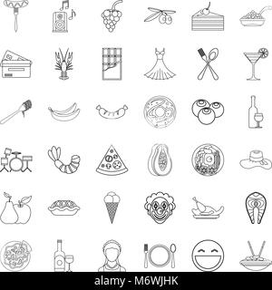 Sammlung Icons Set, outline Style Stock Vektor