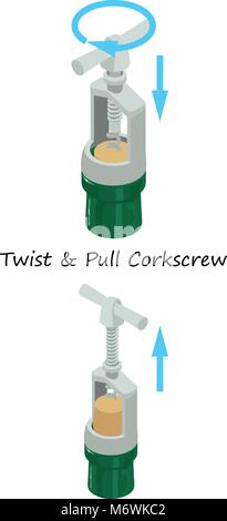 Twist Korkenzieher Symbol, isometrische Stil Stock Vektor