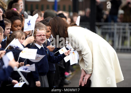 Herzogin von Cambridge Kate Middleton bei Pegasus Schule Oxford. Richard Höhle 06.03.18 Stockfoto