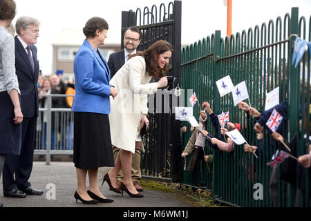 Herzogin von Cambridge Kate Middleton bei Pegasus Schule Oxford. Richard Höhle 06.03.18 Stockfoto