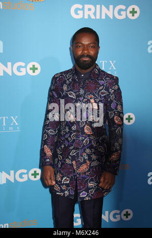 Los Angeles, Kalifornien, USA. 6. März, 2018. David Oyelowo 03/06/2018 Die Weltpremiere von "Gringo" in L.A. statt Live Regal Cinemas in Los Angeles, CA Foto von Izumi Hasegawa/HollywoodNewsWire.co Credit: Hollywood News Wire Inc./Alamy leben Nachrichten Stockfoto