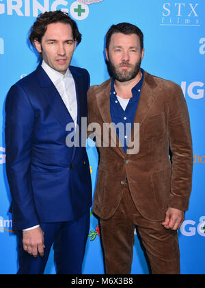 Los Angeles, Kalifornien, USA. 6. März, 2018. Nash Edgarton, Joel Edgerton 228 besucht die Weltpremiere von "Gringo" von Amazon Studios und STX Filme im Regal LA Live Stadion 14. Am 6. März 2018 in Los Angeles, Kalifornien Quelle: Tsuni/USA/Alamy leben Nachrichten Stockfoto