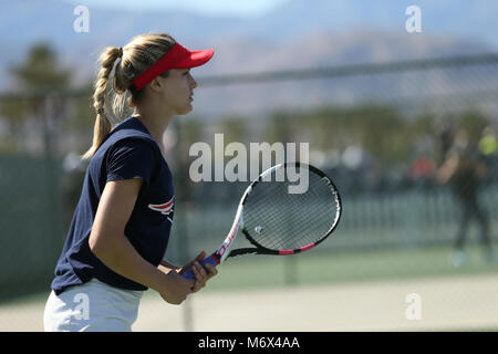 INDIAN WELLS, CA - 06. März: Eugenie Bouchard von Kanada Praktiken bei der BNP Paribas Open in Indian Wells Tennis Garden am 6. März 2018 im kalifornischen Indian Wells. Credit: Mauricio Paiz/Alamy leben Nachrichten Stockfoto