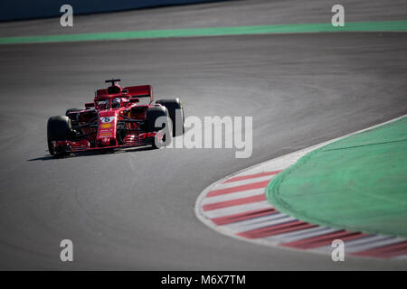 Montmelo, Katalonien, Spanien. 7 Mär, 2018. Sebastian Vettel von Team Scuderia Ferrari Ferrari SF 71H Auto während der F1-Test Tage in Montmelo circuit gesehen. Credit: MA 5644.jpg /SOPA Images/ZUMA Draht/Alamy leben Nachrichten Stockfoto