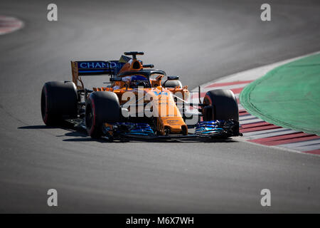 Montmelo, Katalonien, Spanien. 7 Mär, 2018. Fernando Alonso von Team McLaren-Honda mit McLaren MCL 33 Auto während der F1-Test Tage in Montmelo circuit gesehen. Credit: MA 5659.jpg /SOPA Images/ZUMA Draht/Alamy leben Nachrichten Stockfoto