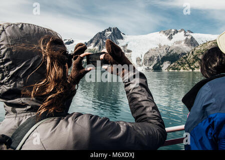 Whale Watching an der Ausfahrt Glacier Stockfoto