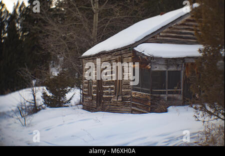 Einen verlassenen Blockhütte in der Geisterstadt Tower, östlich von Philipsburg, Montana. Stockfoto