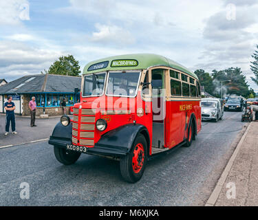 Alte MacBraynes Bus auf dem Boot von Garten Steam Fair Juli 2010 im Boot von Garten Speyside Highland Schottland Großbritannien Stockfoto