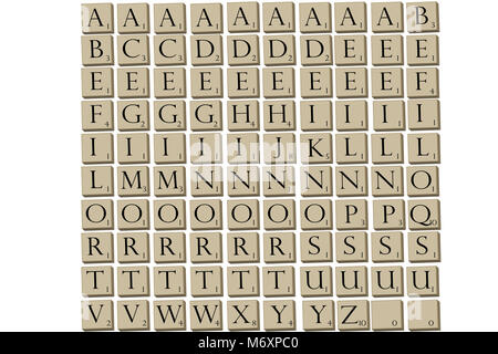 Illustrierte spiel Fliesen für beliebte Wort Spiel Scrabble in 3D. Stockfoto