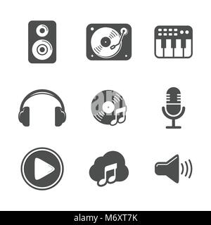 Audio Icon Set Schwarz Version Vektor Symbol Grafik Logo Design Stock Vektor