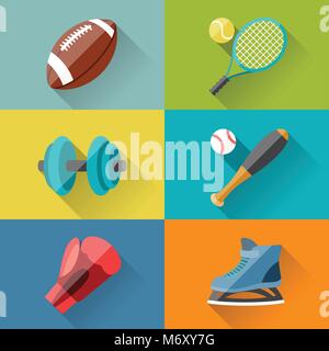 Sport Icons im flachen Design Stil Stock Vektor