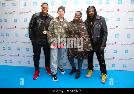 Celebrity Plünderer, Kardinal Offishall, DJ von Null beginnend, Lissa Monet und Dready Teilnahme an der wir Tag UK Charity Event und Konzert, die SSE-Arena, London. Stockfoto