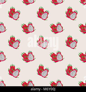 Nahtlose Hintergrundbild bunt Aquarell Textur tropische Früchte Drachenfrucht pitaya Stockfoto