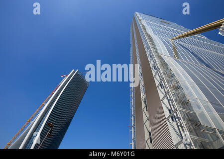 Mailand, Italien, 28. März 2017 - isozaki Turm und Hadid Turm in "komplexen Stadt Leben", die in 3 Torri Mailand, Italien, modernen Gebäuden und Eigentumswohnungen. Stockfoto