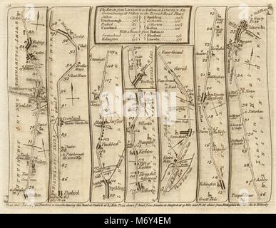 Yaxley Peterborough Spalding Boston Sleaford Lincoln. KITCHIN Fahrplan 1767 Stockfoto