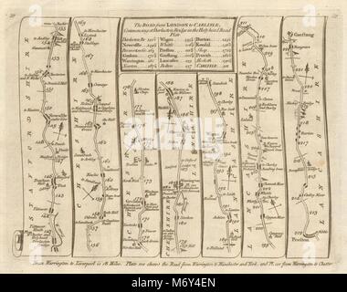 Newcastle-under-Lyme Warrington Ashton/Lyne Wigan Preston. KITCHIN Fahrplan 1767 Stockfoto