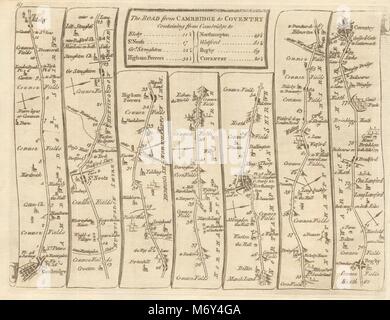 Cambridge Wellingborough Northampton Rugby Coventry. KITCHIN Fahrplan 1767 Stockfoto