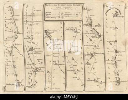 Nottingham Stoke Newark-on-Trent Lincoln Grimsby. KITCHIN Fahrplan 1767 Stockfoto