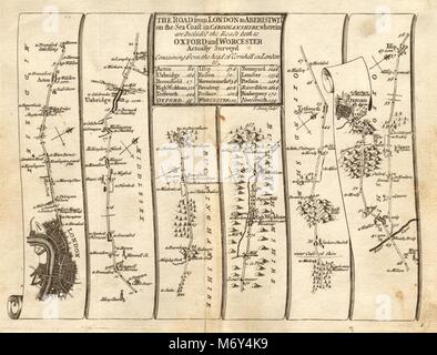 London Acton Uxbridge Beaconsfield High Wycombe Oxford SENEX #1 road map 1719 Stockfoto