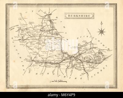 Antike Grafschaft Karte von Berkshire von John Heywood. Bahn & Bus Straßen c 1864 Stockfoto