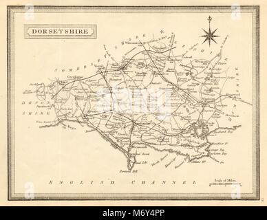 Antike Karte der Grafschaft Dorsetshire von John Heywood. Bahn & Bus Straßen c 1864 Stockfoto