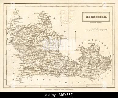 Antike Grafschaft Karte von Berkshire von Sidney Hall 1830 alte plan plan Stockfoto