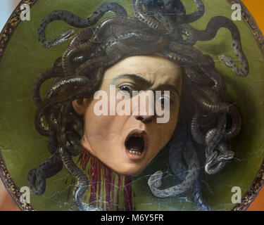 Florenz. Italien. Medusa, von Caravaggio (Ca. 1598), die Galleria degli Uffizi. Stockfoto