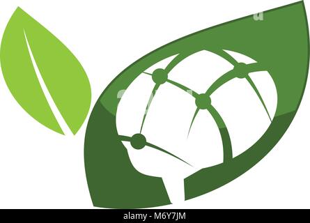 Gehirn Ökologie Logo Design Template Vector Stock Vektor