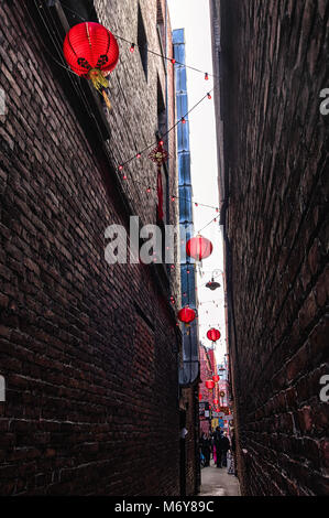 Eine Ansicht von Fan Tan Gasse in Victoria, B.C. ein National Historic Site von Kanada Stockfoto