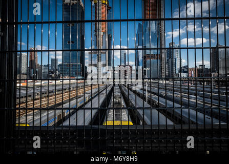 Die Westseite Güterbahnhof für Pennsylvania Station in New York City von der Highline Stockfoto