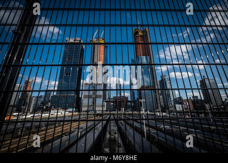 Die Westseite Güterbahnhof für Pennsylvania Station in New York City von der Highline Stockfoto