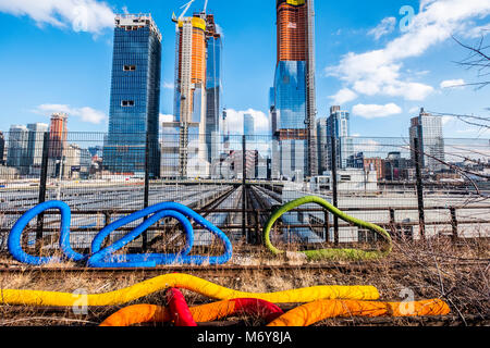 Die Westseite Güterbahnhof für Pennsylvania Station in New York City von der Highline Stockfoto