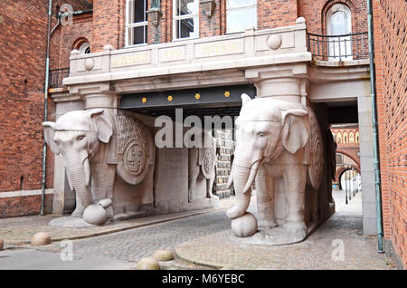 Der Elefant Tor an der Brauerei Carlsberg in Kopenhagen, Dänemark. Stockfoto