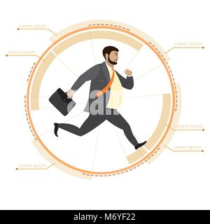 Fat Geschäftsmann laufen im Kreis, Infografik, Vektor illustration Stock Vektor