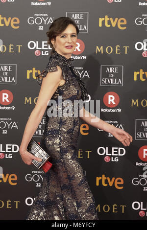 32 Goya Filmpreis, der auf dem Madrider Marriott Auditorium in Madrid statt, Spanien. Mit: Emily Mortimer Wo: Madrid, Gemeinschaft von Madrid, Spanien Wann: 03 Feb 2018 Credit: Oscar Gonzalez/WENN.com Stockfoto