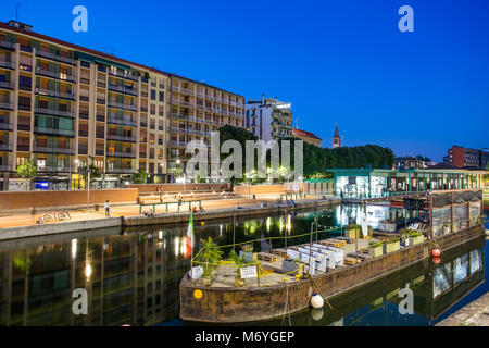 Mailand, 8. August 2016 'Darsena "Fläche im Stadtteil Navigli Stockfoto