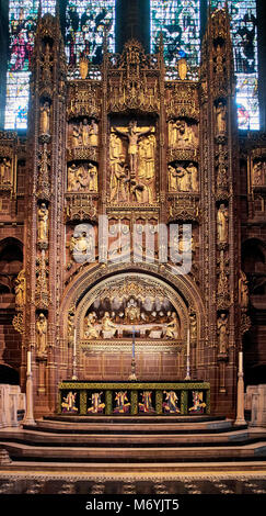 Der Altar der anglikanischen Kathedrale, l (offizieller Name Kathedrale Kirche Christi in Liverpool) ist eine Kirche von England Kathedrale im Stadtzentrum von Liverpool, Großbritannien Stockfoto