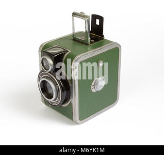 1940 s Vintage Kamera auf weißem Hintergrund Stockfoto
