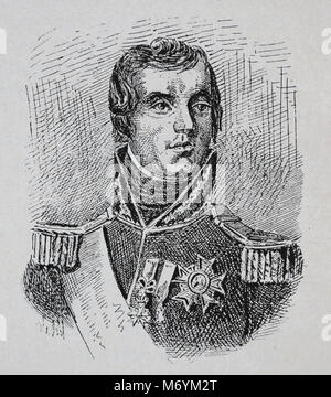 Jacques MacDonald (1765-1840). Der französische General. Marschall des Reichs. Porträt. Gravur, Stockfoto