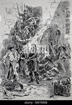 Französische Revolution. Der September Massaker, 2-7 sept. 1792. Die gefängnispopulation ausgeführt wurde. Gravur, 19. Stockfoto