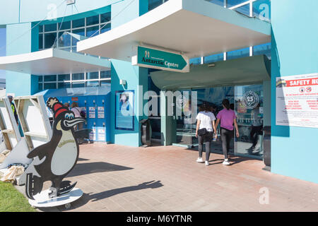 Eingang zum International Antarctic Centre, Orchard Road, Harewood, Christchurch, Canterbury, Neuseeland Stockfoto